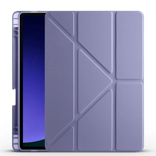 Galaxy Tab S10 FE Kılıf Tri Folding Kalem Bölmeli Standlı Kılıf - 10