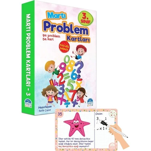 Martı 3.Sınıf Problem Kartları Yaz Sil Kalemli Kutulu ürün görseli 1