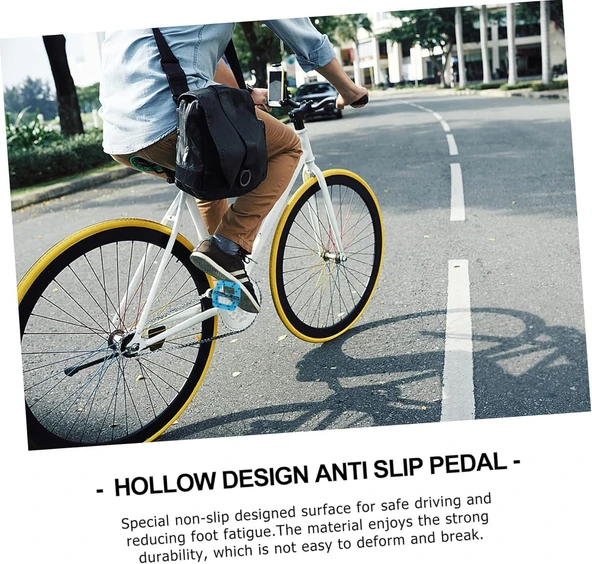 Enlee Renkli Çivili Kaymaz Platform Pedal MTB Rulmanlı Plastik Alüminyum Pedal Ultra Hafif Mavi - Resim 8