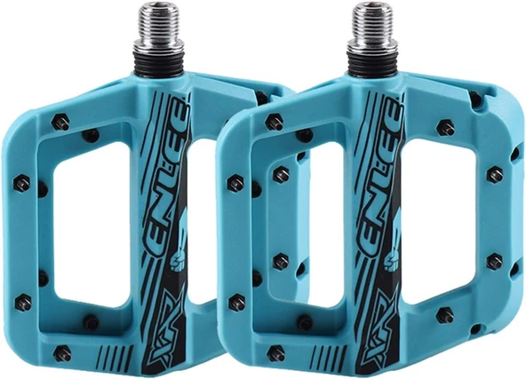 Enlee Renkli Çivili Kaymaz Platform Pedal MTB Rulmanlı Plastik Alüminyum Pedal Ultra Hafif Mavi ürün görseli