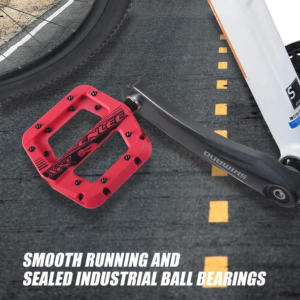 Enlee Renkli Çivili Kaymaz Platform Pedal MTB Rulmanlı Plastik Alüminyum Pedal Ultra Hafif Mor - Resim 6