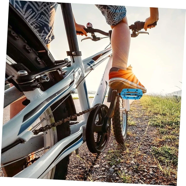 Enlee Renkli Çivili Kaymaz Platform Pedal MTB Rulmanlı Plastik Alüminyum Pedal Ultra Hafif Mavi - Resim 6