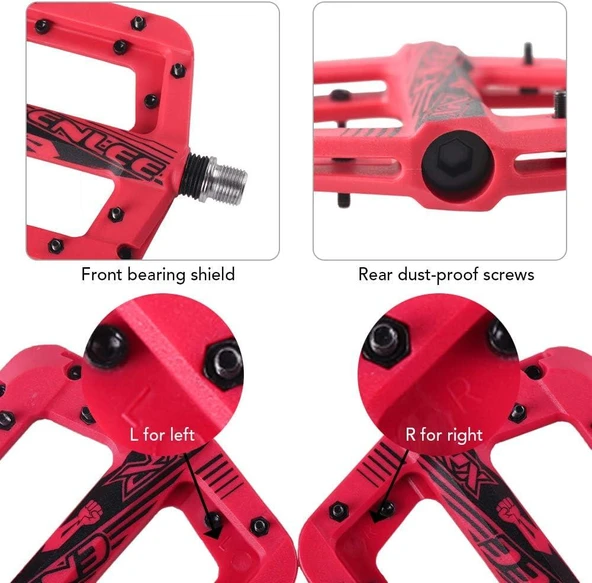 Enlee Renkli Çivili Kaymaz Platform Pedal MTB Rulmanlı Plastik Alüminyum Pedal Ultra Hafif Mor - Resim 7