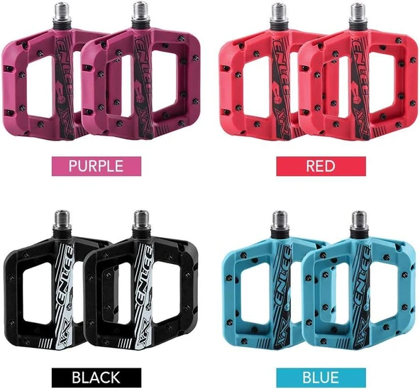 Enlee Renkli Çivili Kaymaz Platform Pedal MTB Rulmanlı Plastik Alüminyum Pedal Ultra Hafif Mor - Resim 10