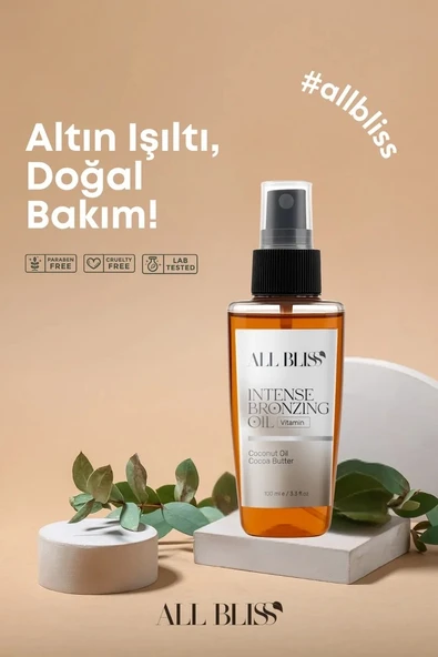 ALL BLİSS All Bliss Bronzlaştırıcı Yağ 100 ml  Vitamin Hindistan Cevizi Yağı Kakao Yağı Yoğun Bronzluk - Resim 4