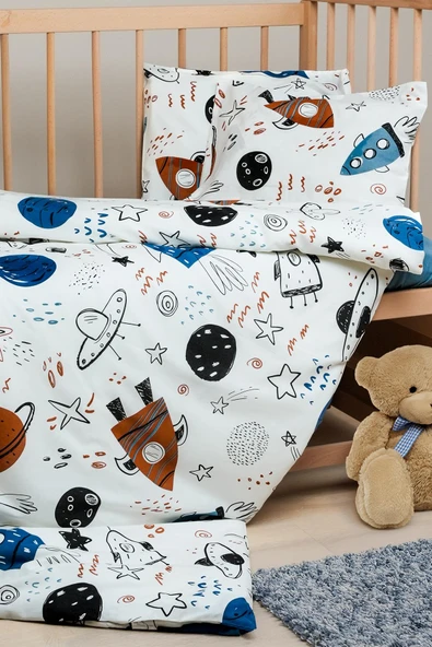 Cotton Collection %100 Pamuk Bebek Nevresim Takımı Space
