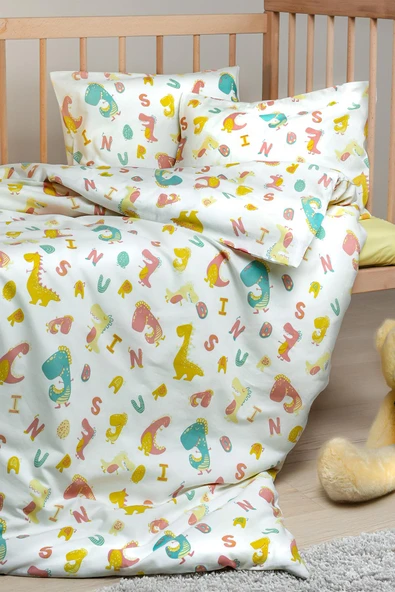 Cotton Collection %100 Pamuk Bebek Nevresim Takımı Dinosaurs