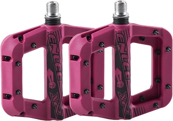 Enlee Renkli Çivili Kaymaz Platform Pedal MTB Rulmanlı Plastik Alüminyum Pedal Ultra Hafif Mor ürün görseli 1