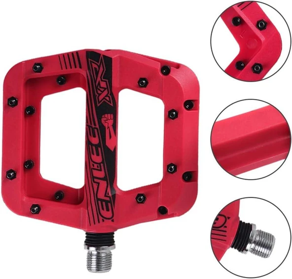 Enlee Renkli Çivili Kaymaz Platform Pedal MTB Rulmanlı Plastik Alüminyum Pedal Ultra Hafif Mor - Resim 8