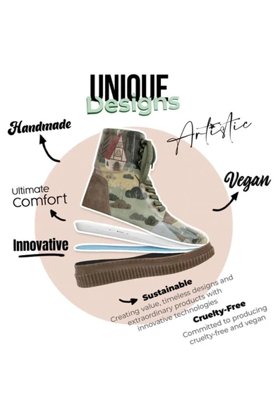 Kadın Vegan Deri Yeşil Uzun Bot  Escape TheOrdinary Tasarım - 8