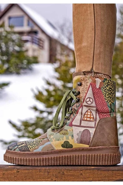 Kadın Vegan Deri Yeşil Uzun Bot  Escape TheOrdinary Tasarım