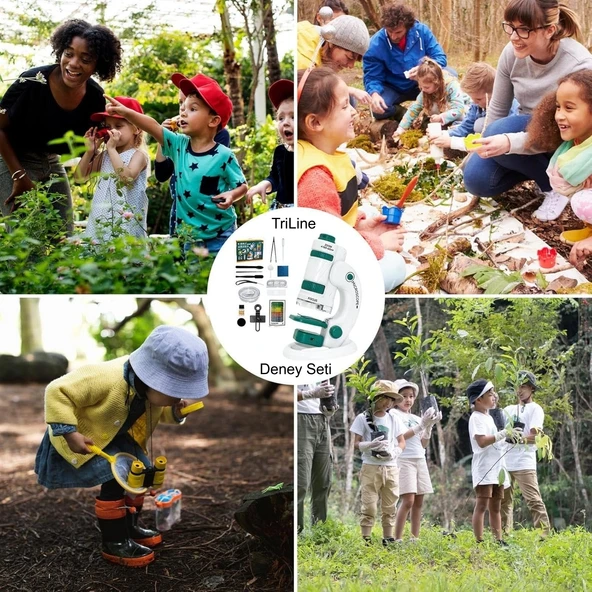 TriLine Mikroskop Deney Seti 180X Portatif LED Işıklı Eğitici Öğretici 21 Parça Mobil Mini Taşınabilir - Resim 14