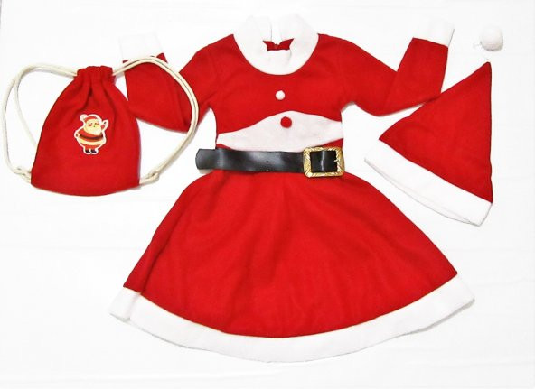 salarticaret Kız Çocuk Noel Çanta Elbise Kostüm- Kırmızı
