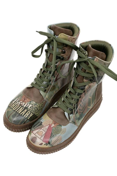 Kadın Vegan Deri Yeşil Uzun Bot  Escape TheOrdinary Tasarım - 2