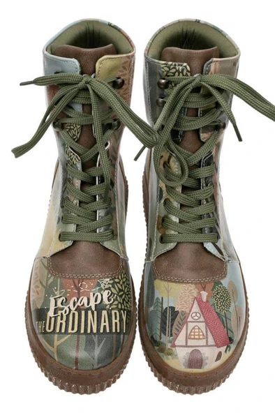 Kadın Vegan Deri Yeşil Uzun Bot  Escape TheOrdinary Tasarım - 3