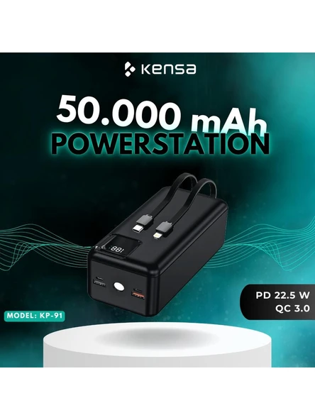 50.000 mAh 22.5W Powerbank Hızlı Şarj Destekli Dijital Ekran Göstergeli - 5