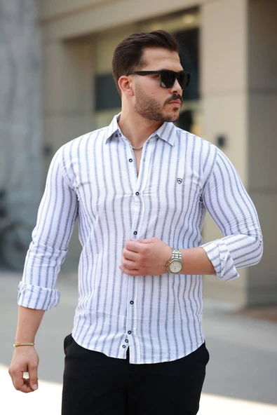 Erkek çizgili Uzun Kollu Gömlek ürün görseli