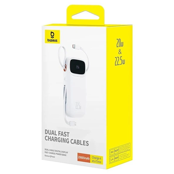 Baseus Qpow 2 Dual 22.5 W Beyaz 10000 mAh Hızlı Şarj Powerbank Teşhir - 2