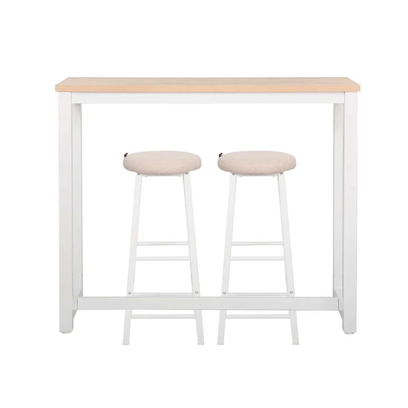 High-Rise 2 Tabureli Yüksek Ayaklı Yemek Masası - Beyaz 120x40x100 - Resim 2