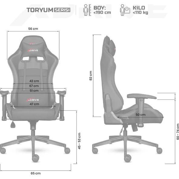 Toryum Oyuncu Koltuğu Siyah/siyah - Resim 4