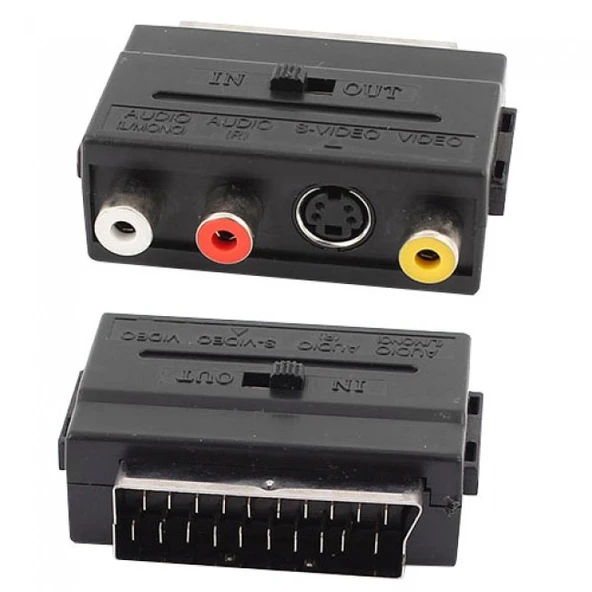 Scart to RCA S-Video in out anahtarlı çevirici Adaptörü Scart AV çevirici ürün görseli 1