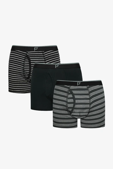 Erkek Pamuklu Thin Stripe 3lü Çok Renkli Boxer ürün görseli 1