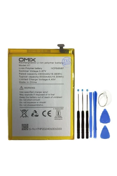 Omix X7 Pil Batarya 5000 mAh 1CP5/65/87 + Tamir Set ürün görseli