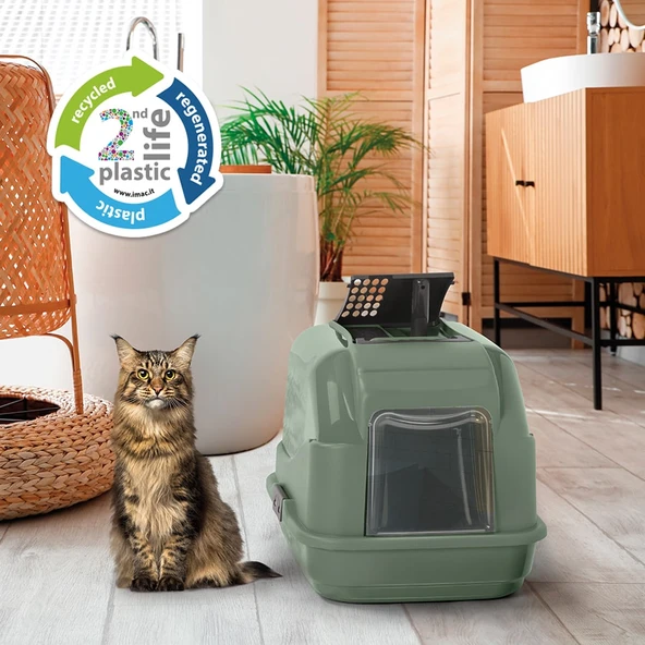 Imac Easy Cat 2nd Lıfe Kapalı Kedi Tuvaleti Yeşil 50x40x40cm - Resim 2