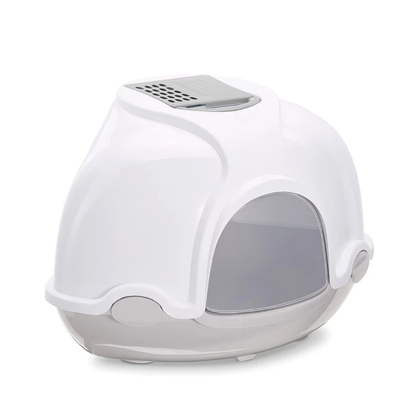 Imac Gınger Kapalı Köşe Kedi Tuvaleti Gri/beyaz 52x52x44,5cm ürün görseli 1