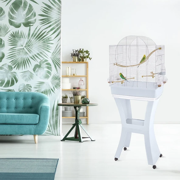 Imac Matılde Ayaklı Kuş Kafesi Kahve/gold 58x38x71/143cm - 2