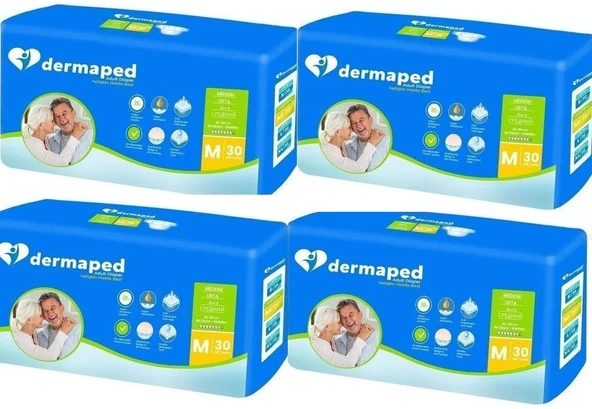 Dermaped Yetişkin Hasta Bezi Belbantlı Medium 30 lu 4 paket / 120 Adet