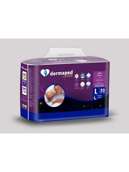 Dermaped Gece Large 100-150 cm 30'lu Bel bantlı Yetişkin Hasta Bezi 120 Adet