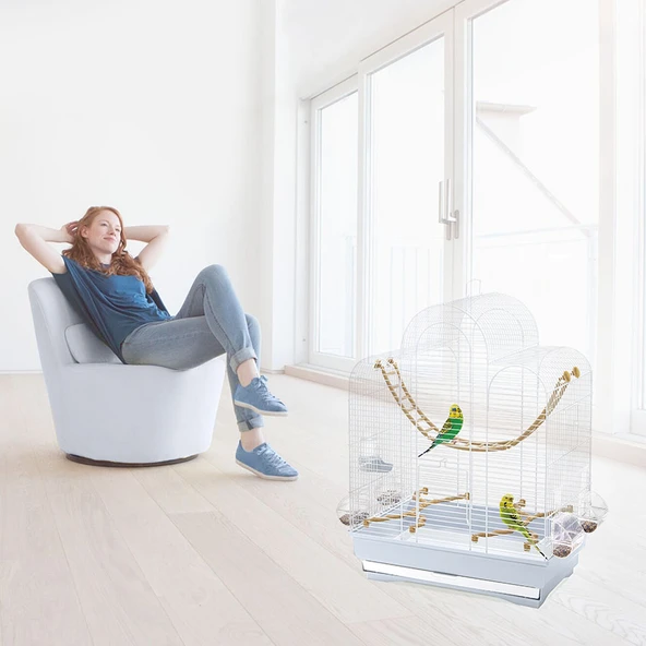 Imac Fıona Kuş Kafesi Mavi/beyaz 50x30x65cm - Resim 2