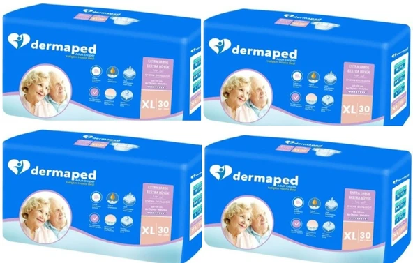 Dermaped Yetişkin Hasta Bezi Belbantlı Xlarge 30 lu 4 paket / 120 Adet