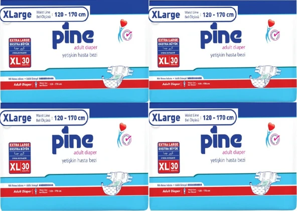 Pine Yetişkin Belbantlı Hasta Bezi Xlarge 4 Paket 120 Adet
