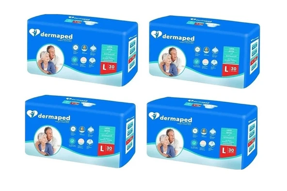 Dermaped Yetişkin Hasta Bezi Belbantlı Large 30 lu 4 paket / 120 Adet