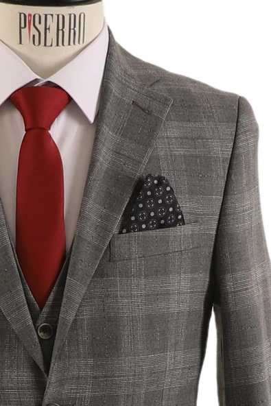 Yelekli Takım Elbise Slim Fit Erkek - Resim 6