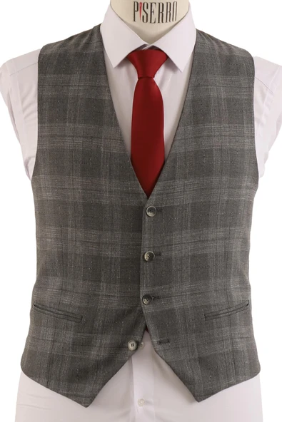 Yelekli Takım Elbise Slim Fit Erkek - Resim 7