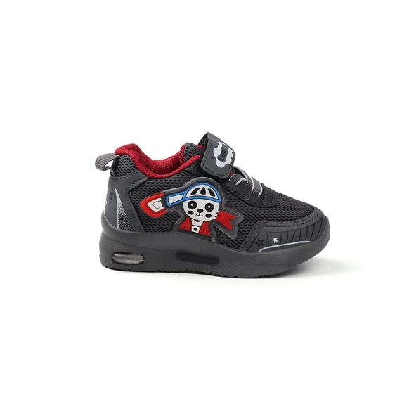 Unisex Bebe Füme Kırmızı Figürlü Işıklı Cırtlı Sneaker Günlük Spor Ayakkabı - 4