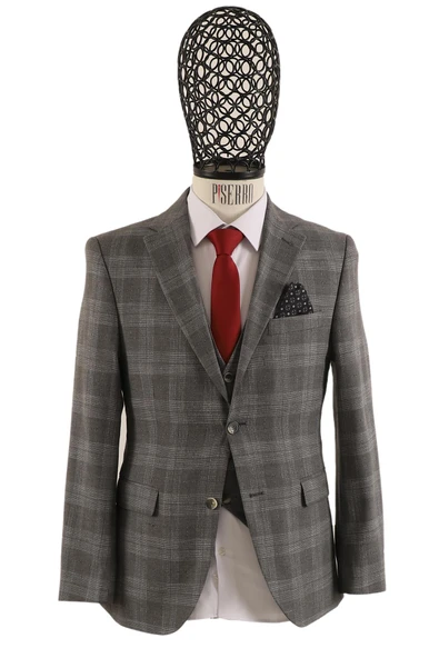 Yelekli Takım Elbise Slim Fit Erkek - Resim 4