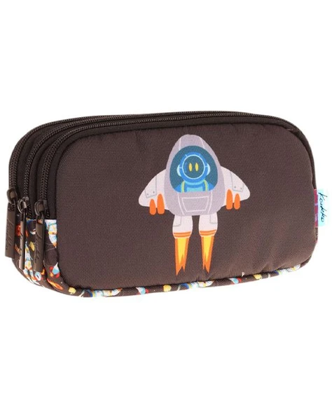 Kaukko Kids 3 Bölmeli Kalem Çantası Leather Rocket L8264 - 2