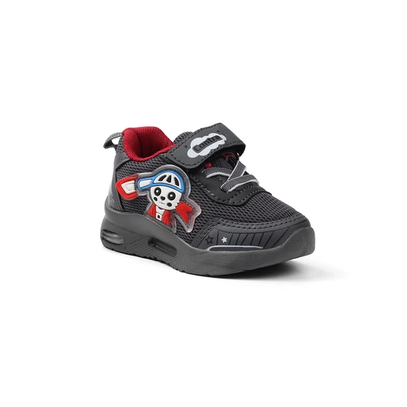 Unisex Bebe Füme Kırmızı Figürlü Işıklı Cırtlı Sneaker Günlük Spor Ayakkabı - 3
