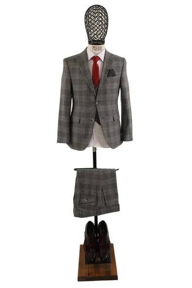 Yelekli Takım Elbise Slim Fit Erkek - Resim 3