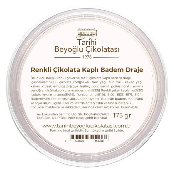Renkli Çikolata Kaplı Badem Draje 175 Gr - Resim 2