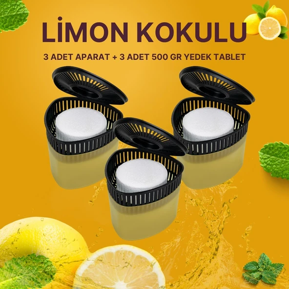 3 Adet 500 gr Nem Alıcılı Ve Rutubet Giderici Aparat Üçgen Limon (TABLET DAHİL) ürün görseli