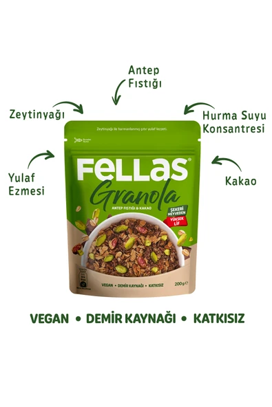 Fellas Granola - Antep Fıstığı & Kakao 200g 3'lü Paket - 4