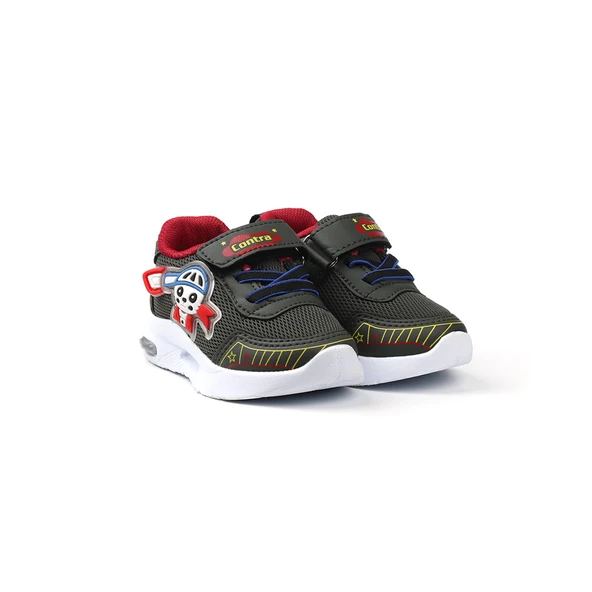 Unisex Bebe Haki Kırmızı Figürlü Işıklı Cırtlı Sneaker Günlük Spor Ayakkabı