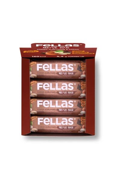 Meyve Bar - Karışık Kuruyemişli ve Kakaolu 40g x 12 Adet - Resim 4