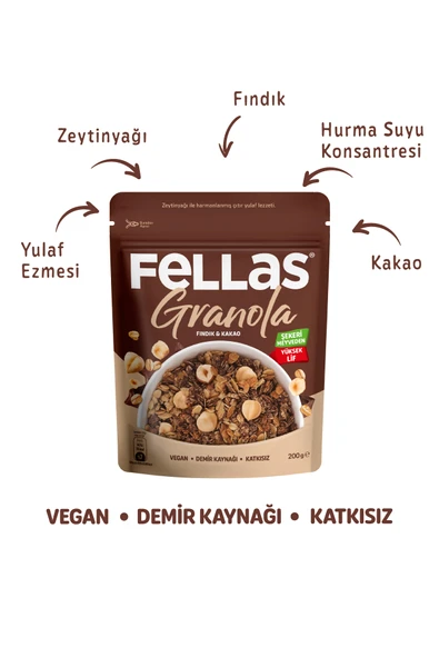 Fellas Granola - Fındık & Kakao 200g - 3'lü Paket - 4