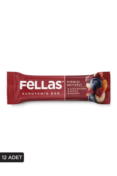 Fellas Kırmızı Meyveli Kuruyemiş Bar 30g x12 Adet - 1